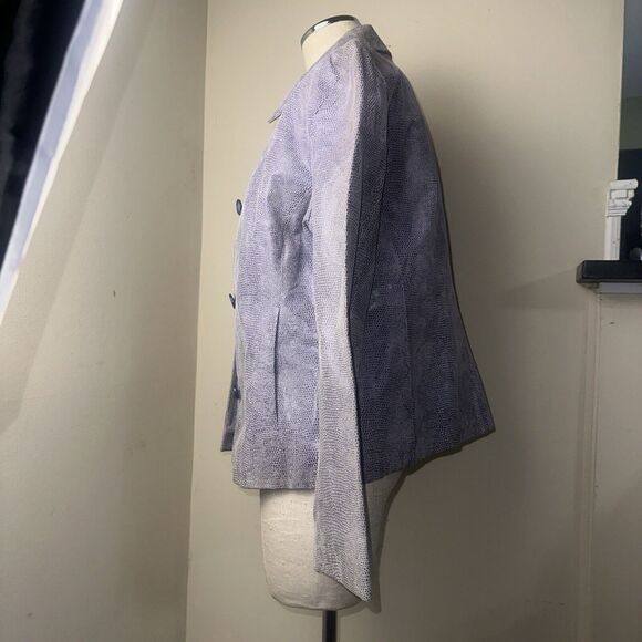 Colebrook & Co. Women's Purple Snake Print Leather Jacket Size Large - Picture 6 of 13